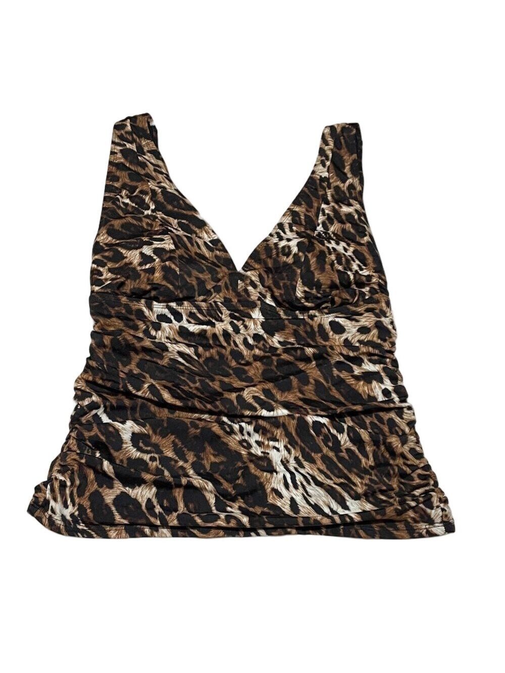 Inches Off Leopard Print Tankini Swim Top Sz 10
